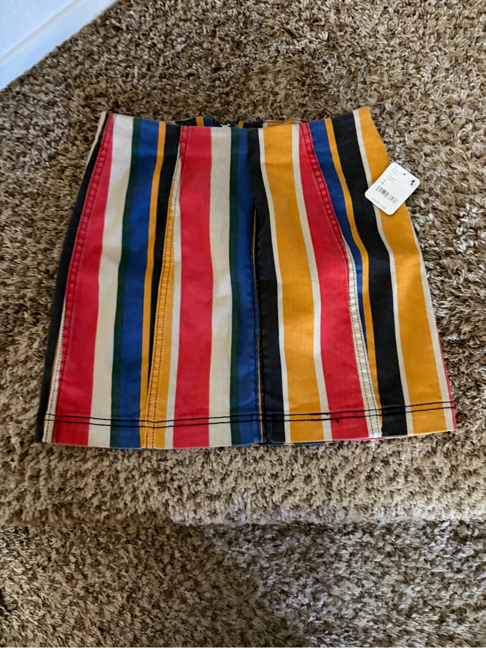 Size 4 Multicolor Vertical Stripe Cotton Mini Skirt